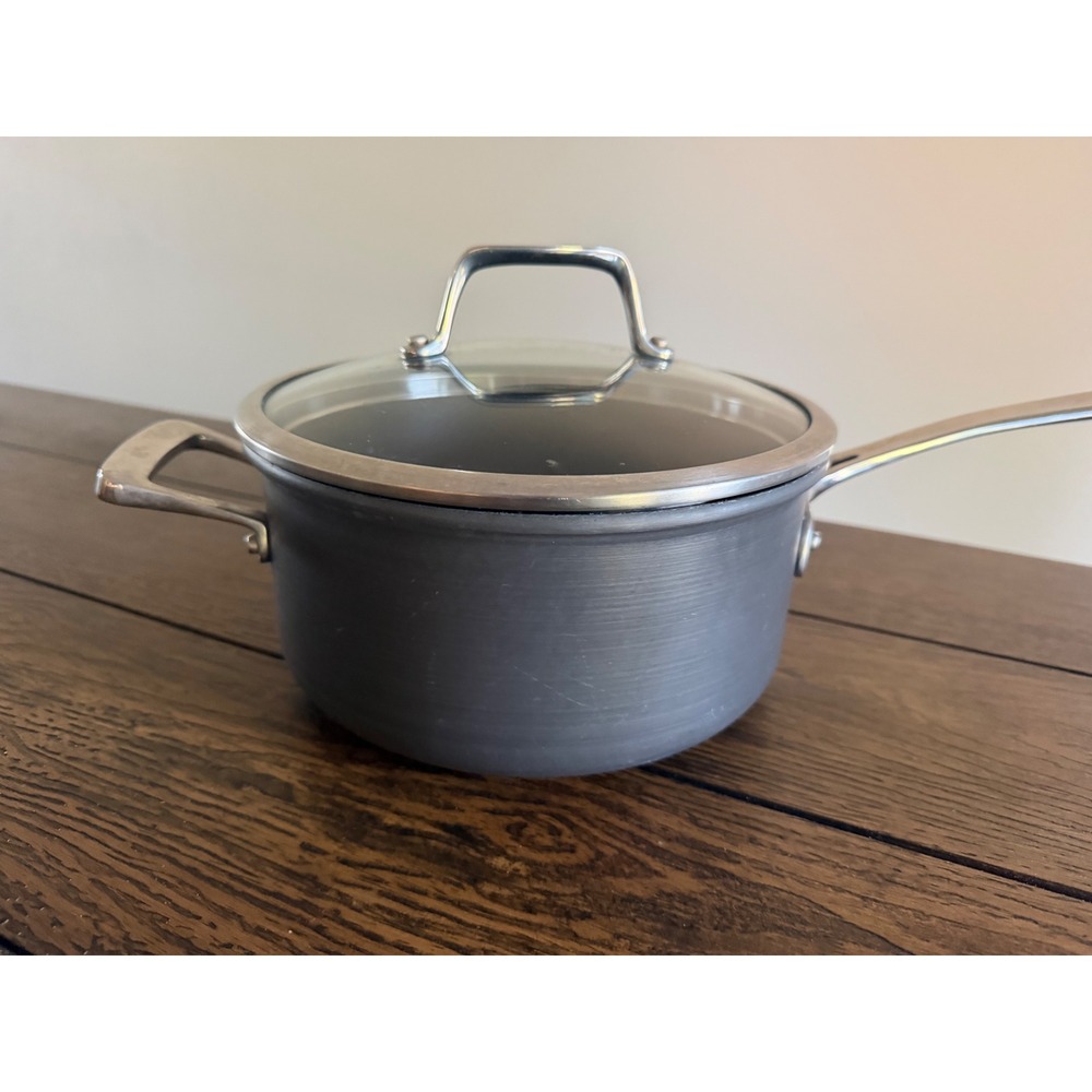 All-Clad Saucepan 3QT Gray Good Hard Anodized Nonstick Glass Lid Helper Handle